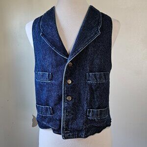 Wah Maker Blue Denim Vest Western Frontier L